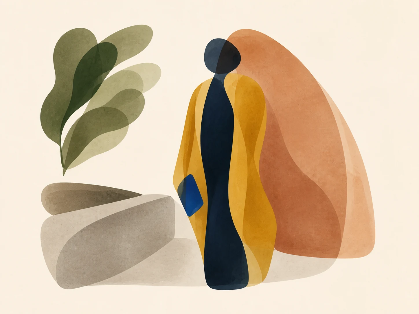 Courtyard portrait converted into a rounded abstract editorial composition