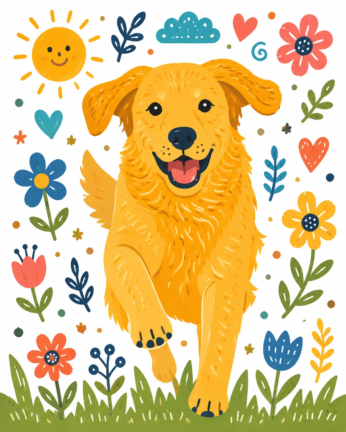 Dog photo converted into colorful cute doodle art