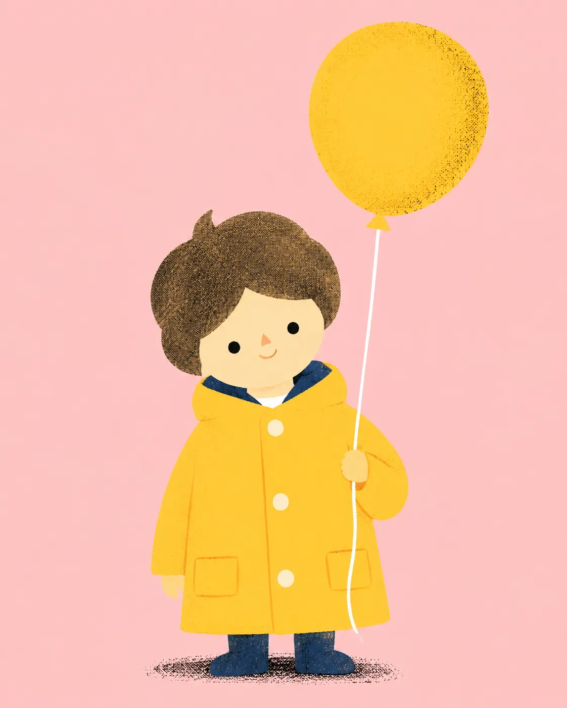 Boy portrait converted into a pink naive storybook illustration
